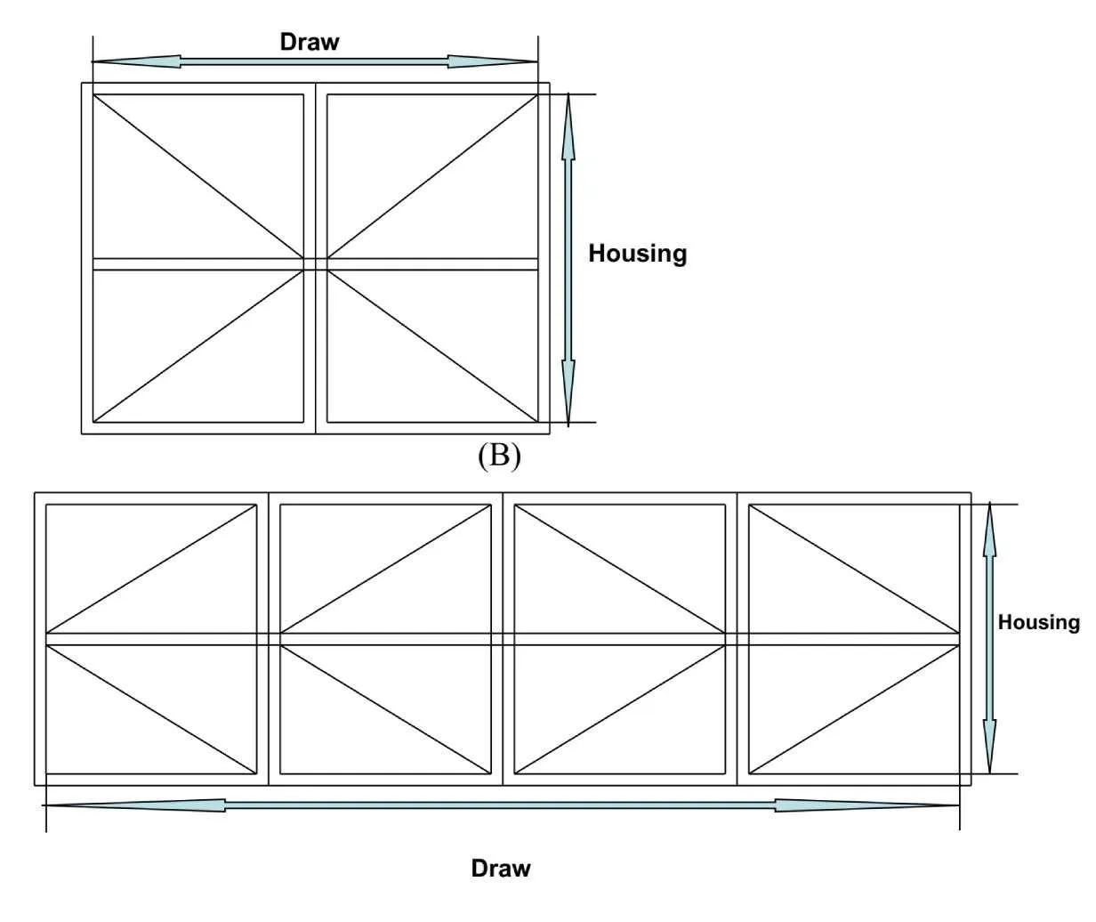 Measuring diagram for two-panel and four-panel bifold doors